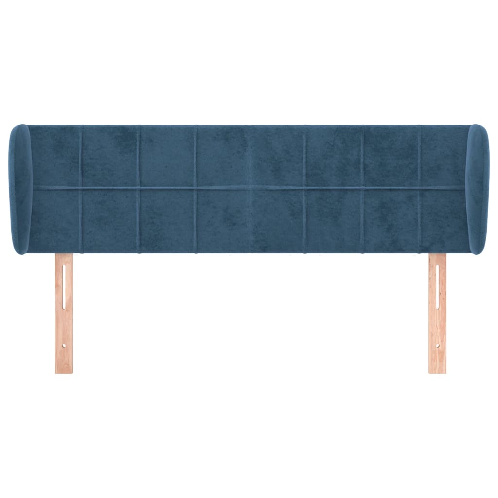 Cabeceira de cama c/ abas veludo 147x23x78/88cm azul-escuro