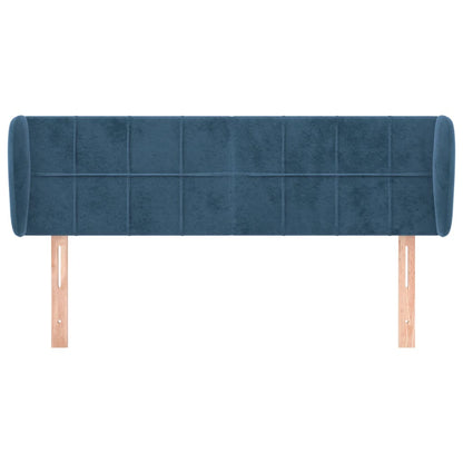 Cabeceira de cama c/ abas veludo 147x23x78/88cm azul-escuro