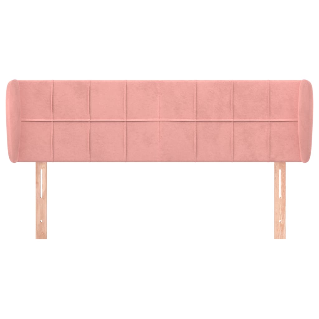 Cabeceira de cama c/ abas veludo 147x23x78/88 cm rosa