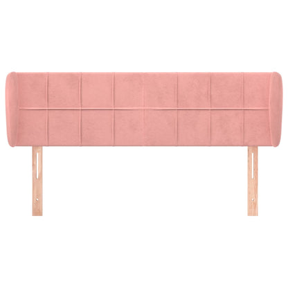 Cabeceira de cama c/ abas veludo 147x23x78/88 cm rosa