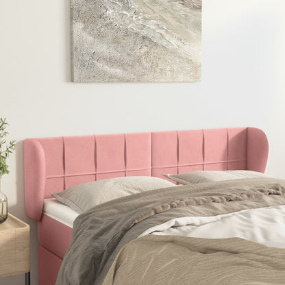 Cabeceira de cama c/ abas veludo 147x23x78/88 cm rosa