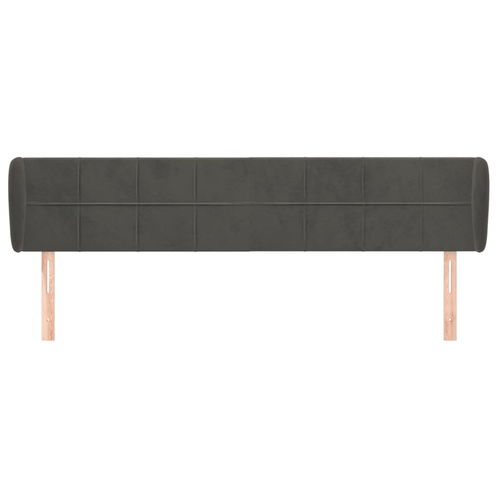 Cabeceira de cama c/ abas veludo 183x23x78/88cm cinzento-escuro