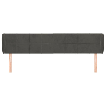 Cabeceira de cama c/ abas veludo 183x23x78/88cm cinzento-escuro