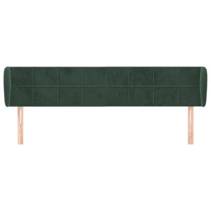 Cabeceira de cama c/ abas veludo 183x23x78/88cm verde-escuro