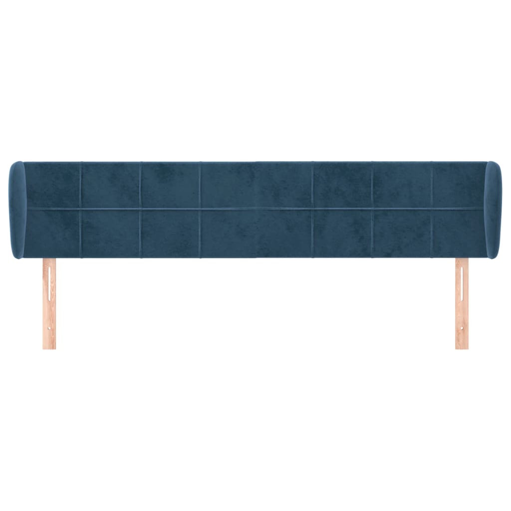 Cabeceira de cama c/ abas veludo 183x23x78/88cm azul-escuro