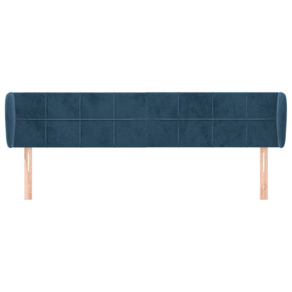 Cabeceira de cama c/ abas veludo 183x23x78/88cm azul-escuro