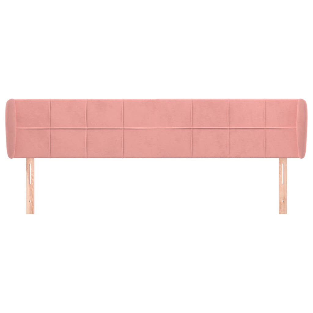 Cabeceira de cama c/ abas veludo 183x23x78/88 cm rosa