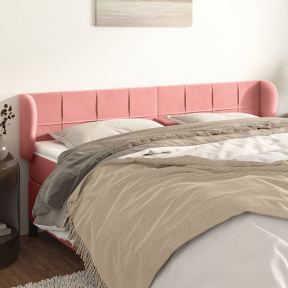 Cabeceira de cama c/ abas veludo 183x23x78/88 cm rosa