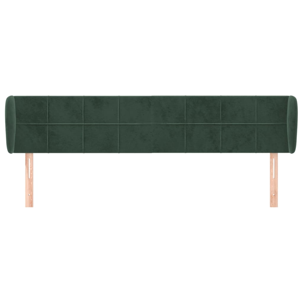 Cabeceira de cama c/ abas veludo 203x23x78/88cm verde-escuro