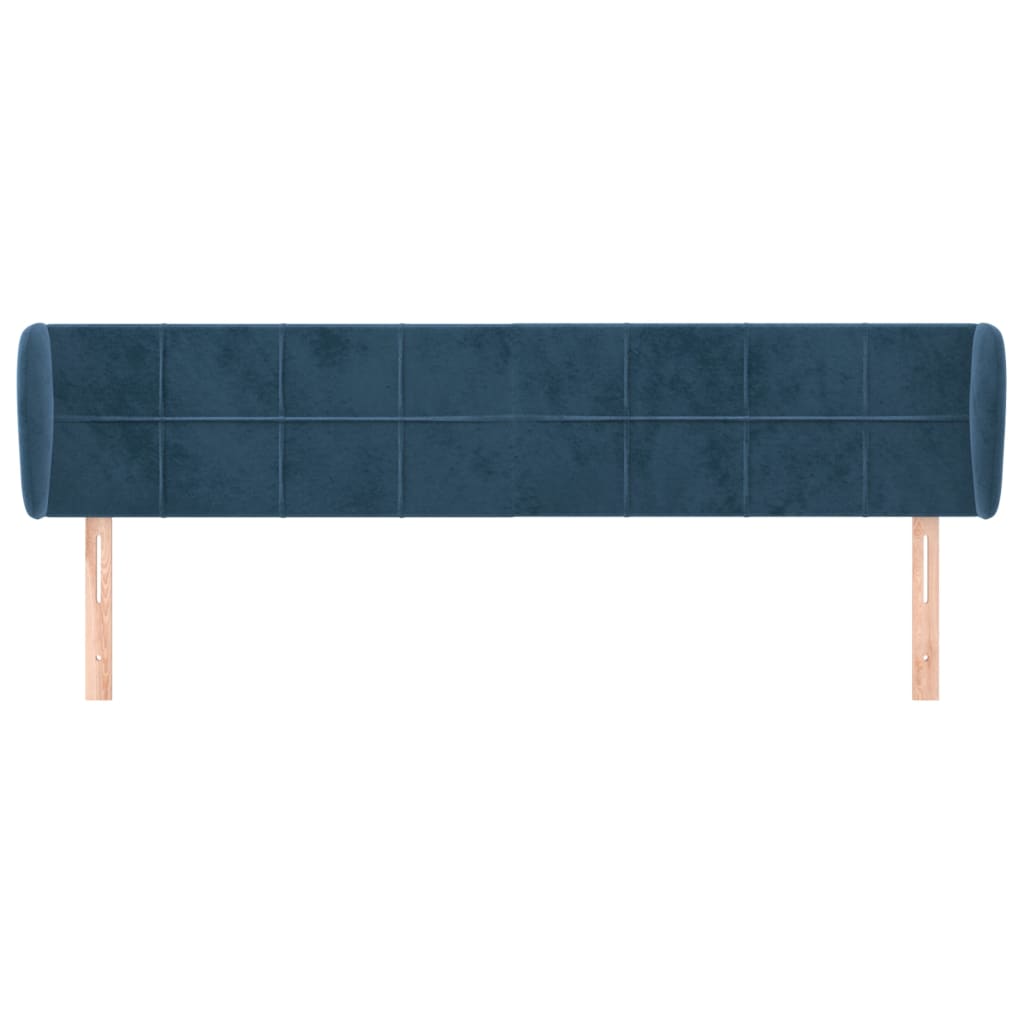 Cabeceira de cama c/ abas veludo 203x23x78/88cm azul-escuro