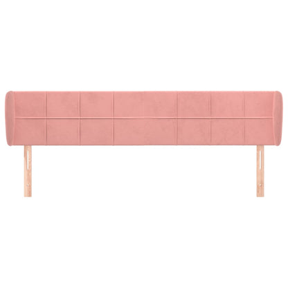 Cabeceira de cama c/ abas veludo 203x23x78/88 cm rosa