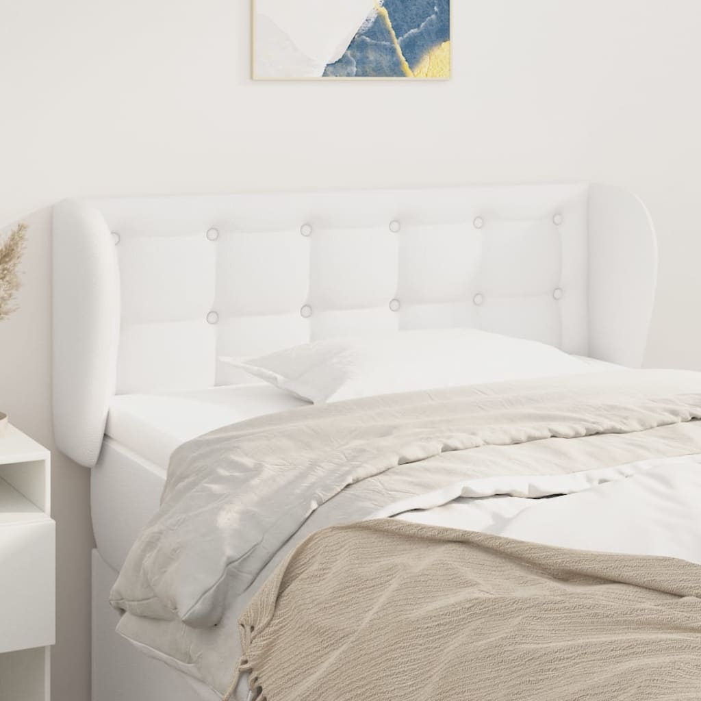 Cabeceira de cama c/ abas couro artificial 83x23x78/88cm branco