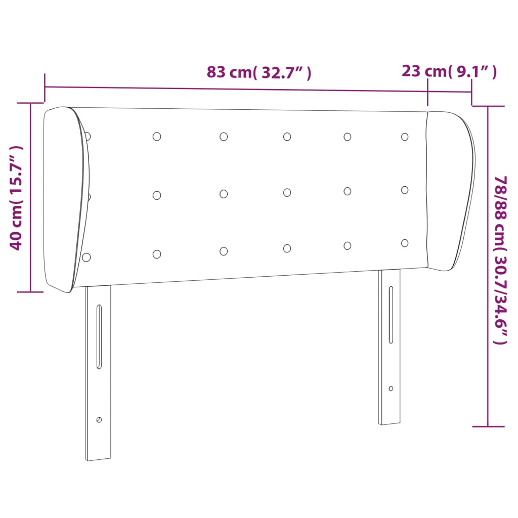 Cabeceira de cama c/ abas couro artificial 83x23x78/88 cm cinza