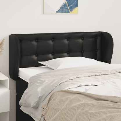 Cabeceira de cama c/ abas couro artificial 103x23x78/88cm preto