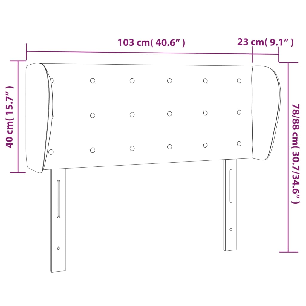 Cabeceira de cama c/ abas couro artificial 103x23x78/88cm creme