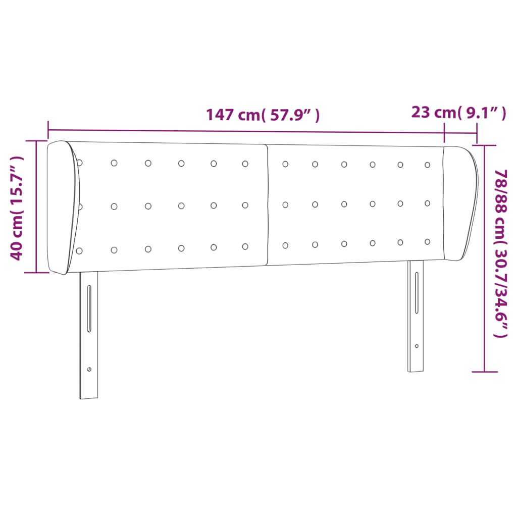 Cabeceira de cama c/ abas couro artificial 147x23x78/88cm creme