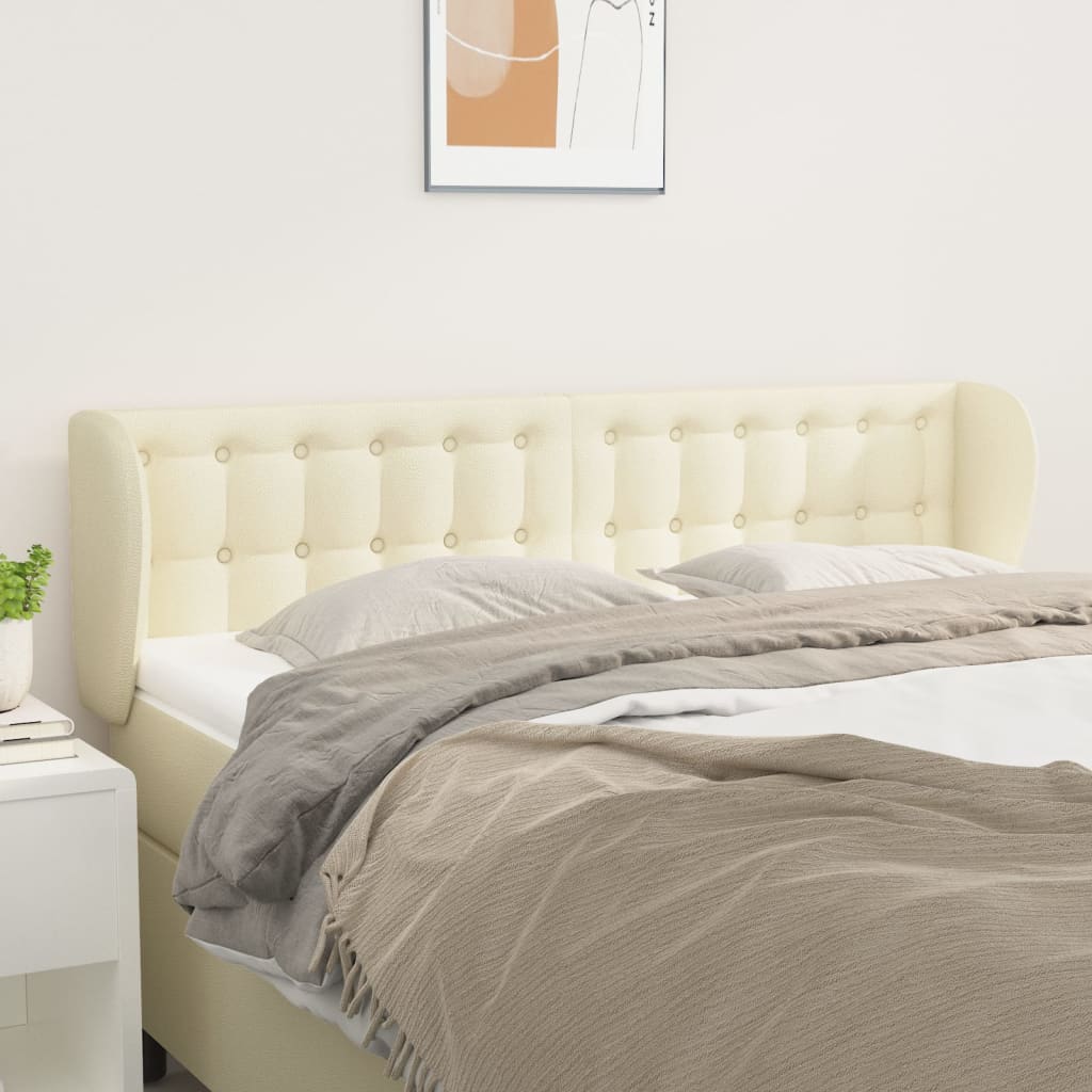 Cabeceira de cama c/ abas couro artificial 147x23x78/88cm creme