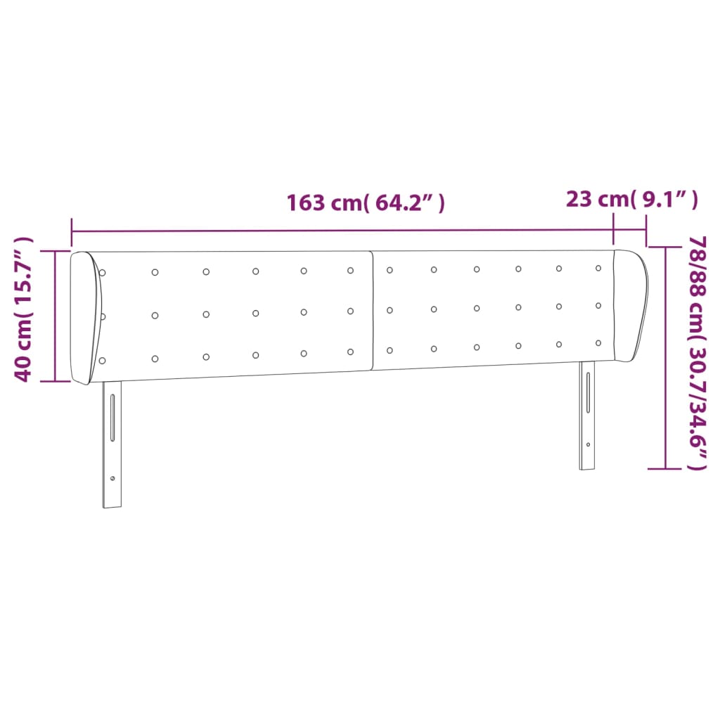 Cabeceira cama abas couro artificial 163x23x78/88 cm preto