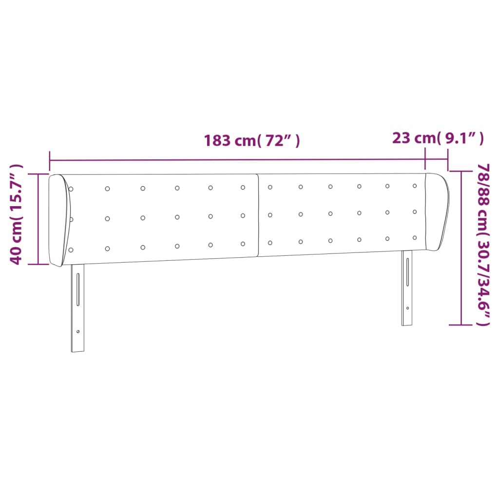 Cabeceira cama abas couro artificial 183x23x78/88 cm preto