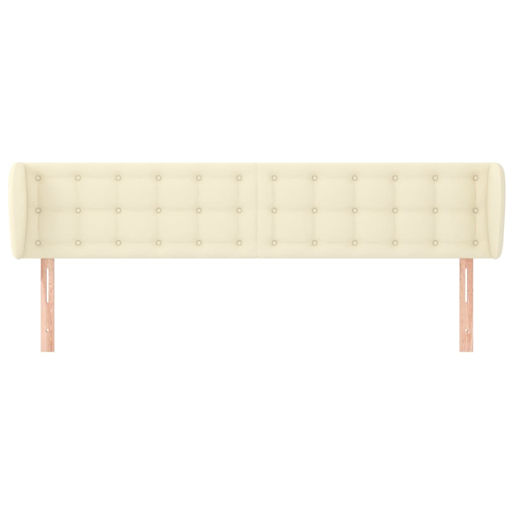 Cabeceira de cama c/ abas couro artificial 203x23x78/88cm creme