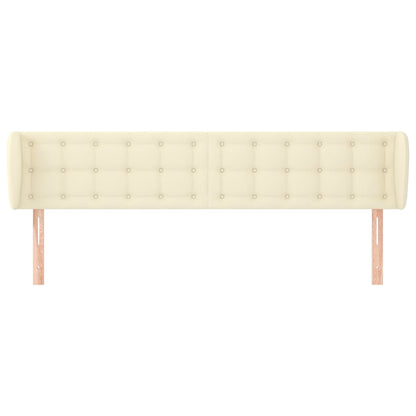 Cabeceira de cama c/ abas couro artificial 203x23x78/88cm creme