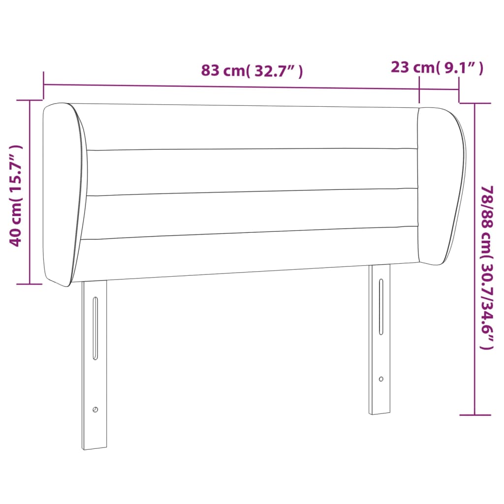 Cabeceira de cama c/ abas tecido 83x23x78/88 cm cinzento-claro