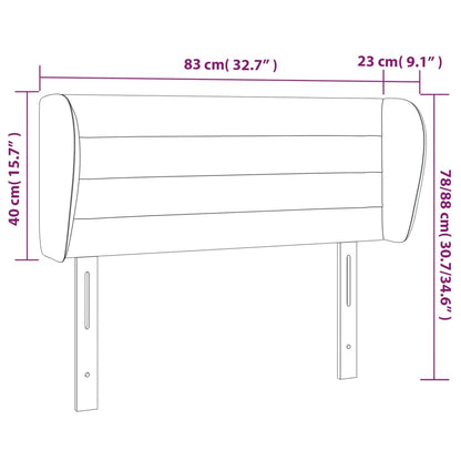 Cabeceira de cama c/ abas tecido 83x23x78/88 cm cinzento-claro