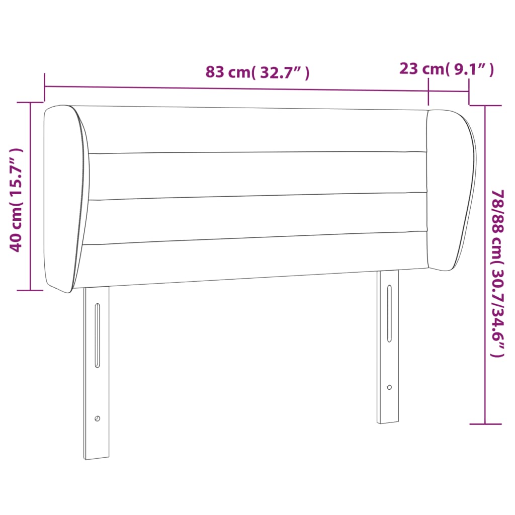 Cabeceira de cama c/ abas tecido 83x23x78/88 cm preto