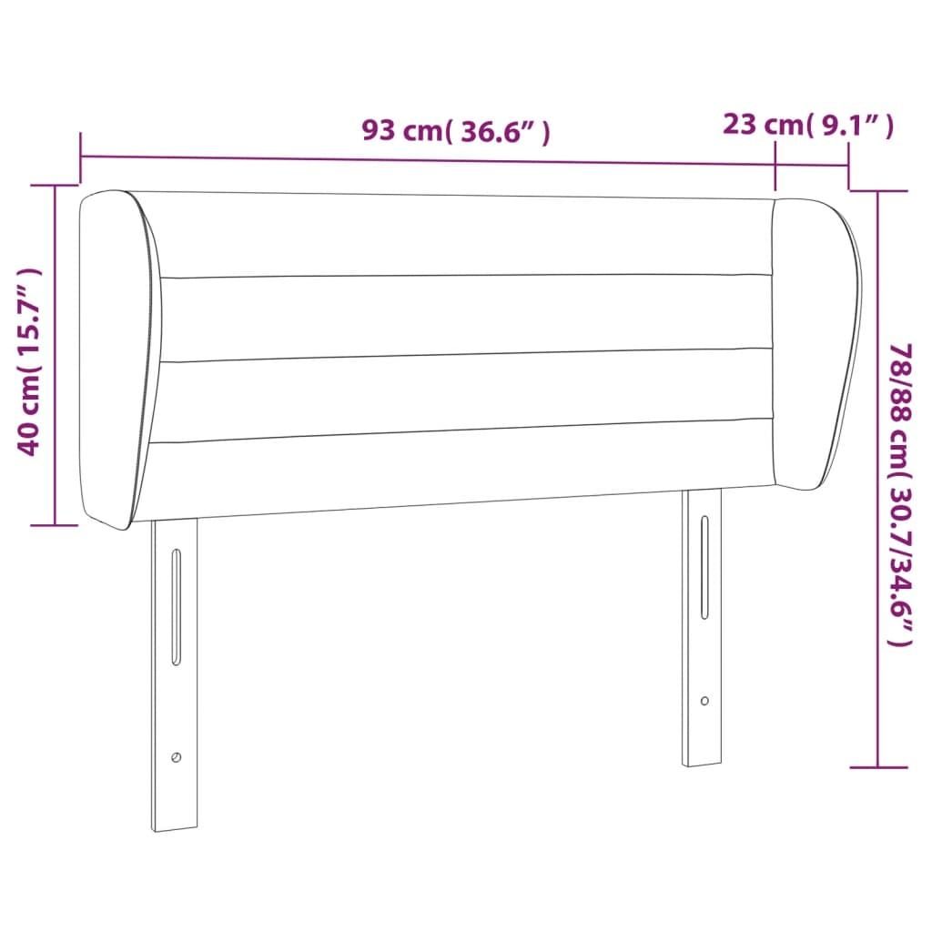 Cabeceira de cama c/ abas tecido 93x23x78/88 cm creme