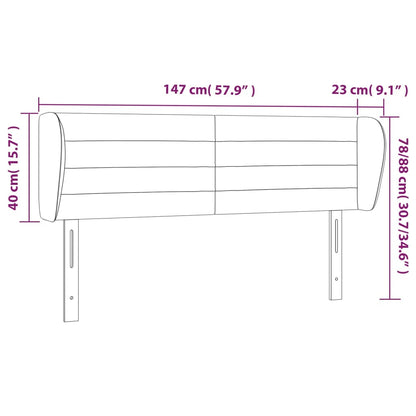 Cabeceira de cama c/ abas tecido 147x23x78/88 cm preto