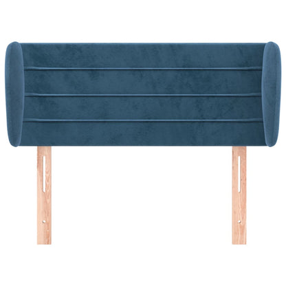 Cabeceira de cama c/ abas veludo 83x23x78/88cm azul-escuro