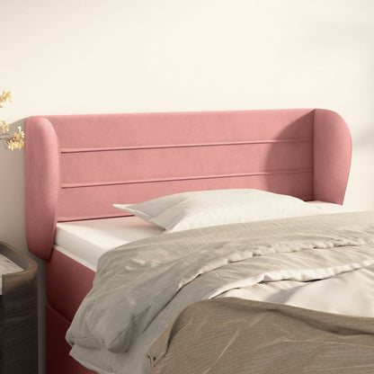 Cabeceira de cama c/ abas veludo 83x23x78/88 cm rosa