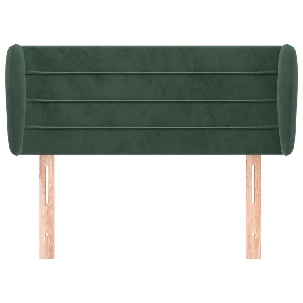 Cabeceira de cama c/ abas veludo 93x23x78/88 cm verde-escuro