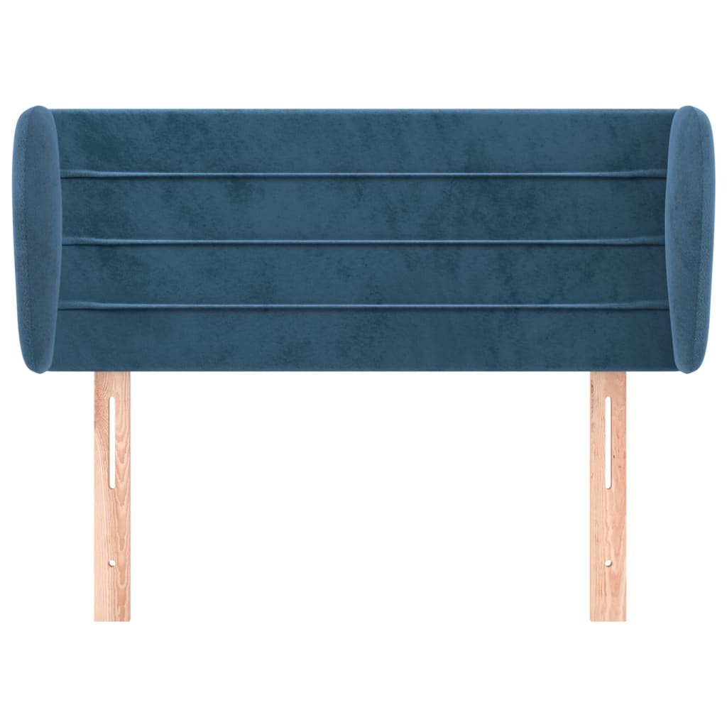 Cabeceira de cama c/ abas veludo 93x23x78/88 cm azul-escuro