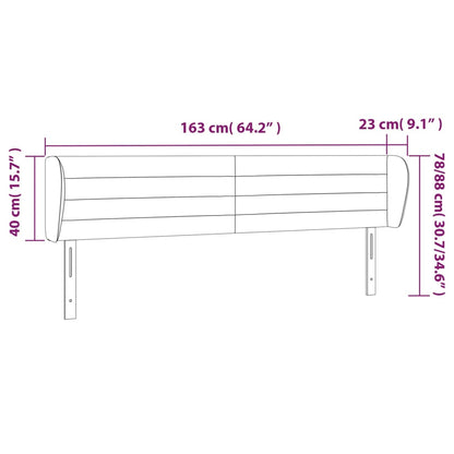 Cabeceira de cama c/ abas veludo 163x23x78/88 cm cinzento-claro