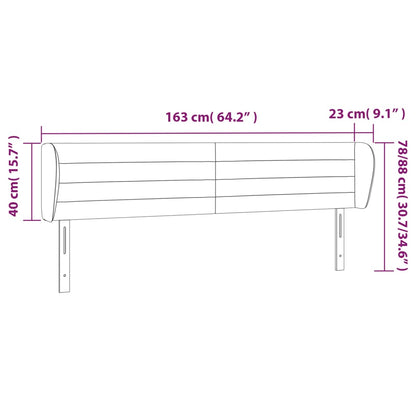 Cabeceira de cama c/ abas veludo 163x23x78/88cm cinzento-escuro