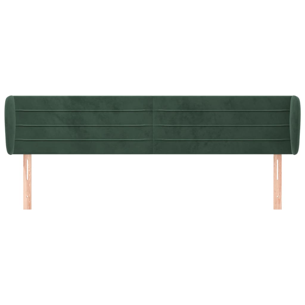 Cabeceira de cama c/ abas veludo 163x23x78/88cm verde-escuro