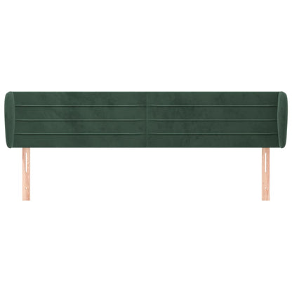 Cabeceira de cama c/ abas veludo 163x23x78/88cm verde-escuro