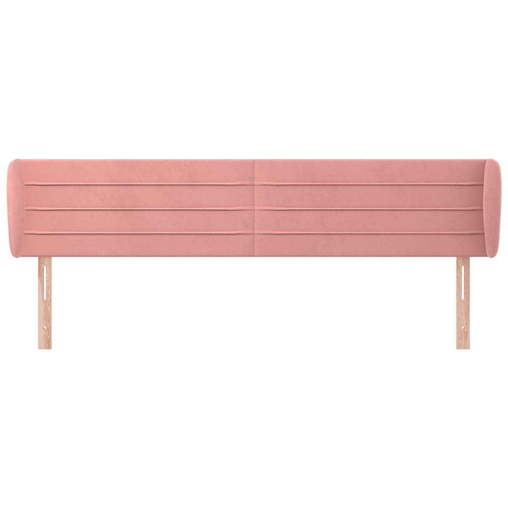 Cabeceira de cama c/ abas veludo 163x23x78/88 cm rosa