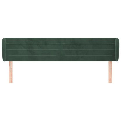 Cabeceira de cama c/ abas veludo 183x23x78/88cm verde-escuro