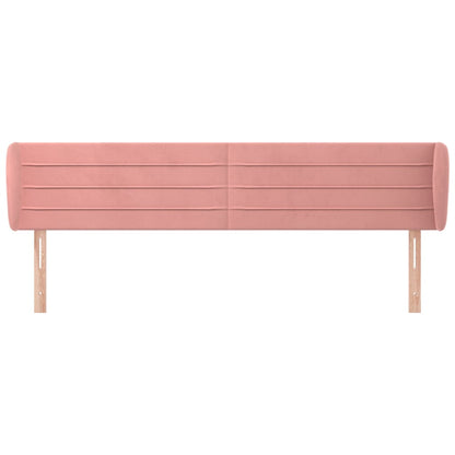 Cabeceira de cama c/ abas veludo 183x23x78/88 cm rosa