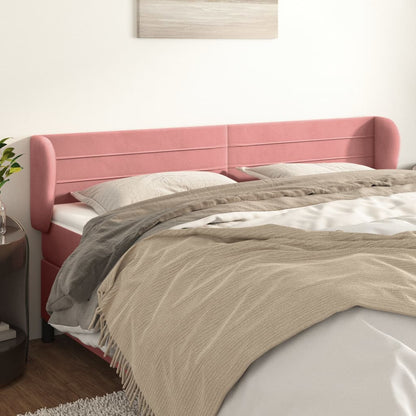 Cabeceira de cama c/ abas veludo 183x23x78/88 cm rosa