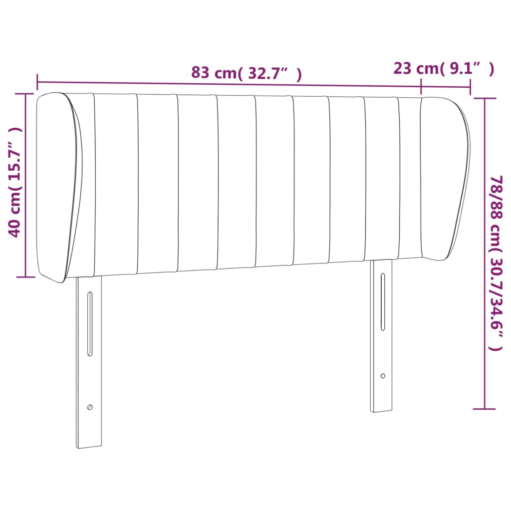 Cabeceira de cama c/ abas tecido 83x23x78/88 cm cinzento-claro