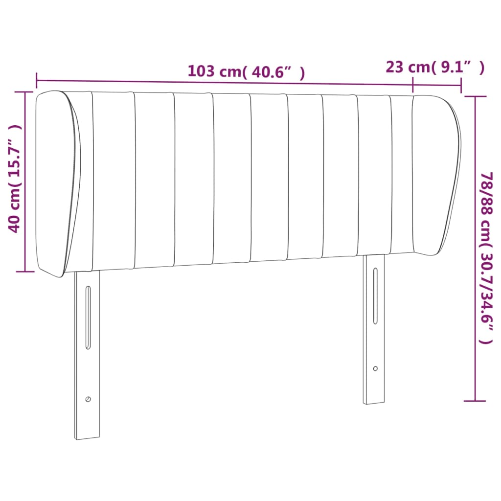 Cabeceira de cama c/ abas tecido 103x23x78/88 cm cinzento-claro