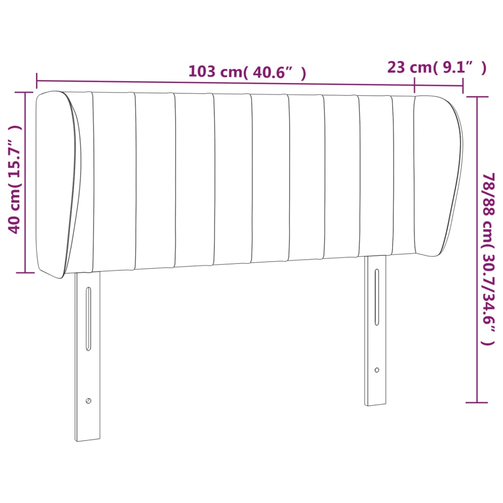 Cabeceira de cama c/ abas tecido 103x23x78/88 cm preto