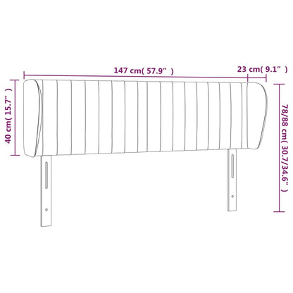 Cabeceira de cama c/ abas tecido 147x23x78/88 cm cinzento-claro