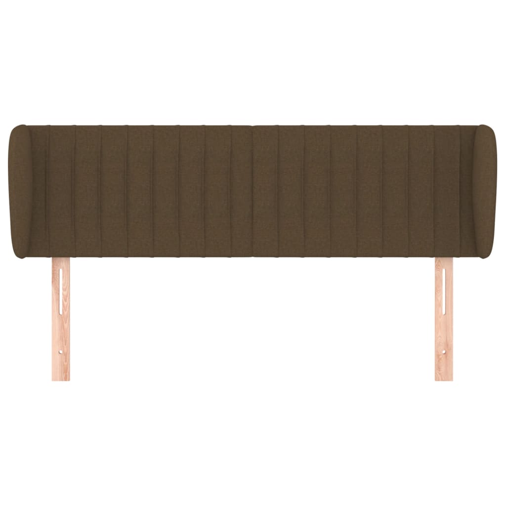 Cabeceira de cama c/ abas tecido 147x23x78/88cm castanho-escuro