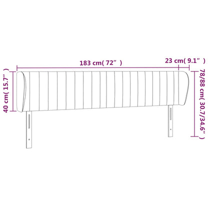 Cabeceira de cama c/ abas tecido 183x23x78/88cm castanho-escuro