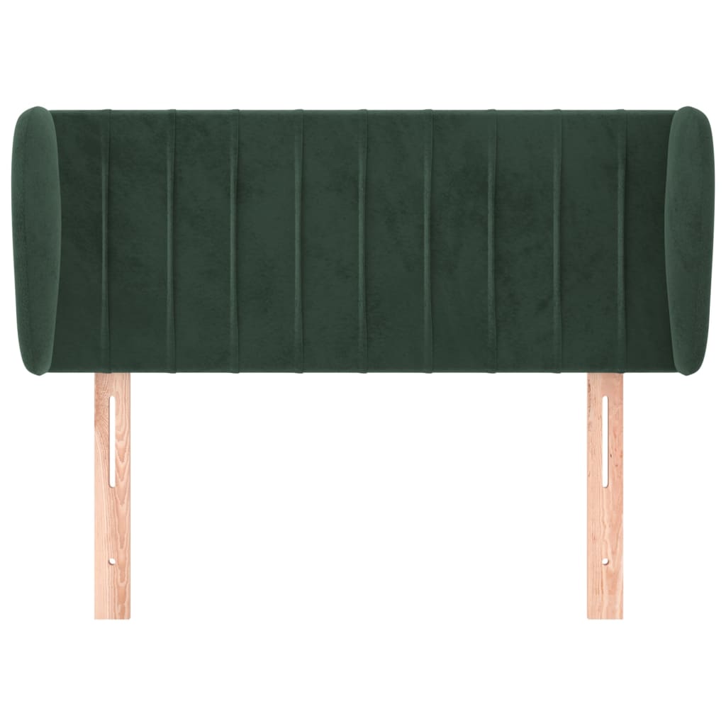 Cabeceira de cama c/ abas veludo 83x23x78/88cm verde-escuro