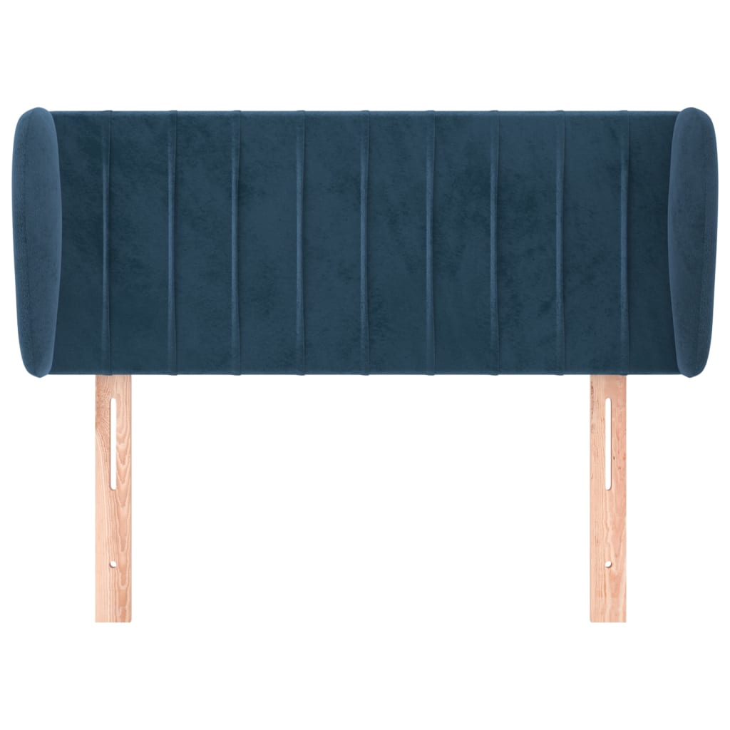 Cabeceira de cama c/ abas veludo 83x23x78/88cm azul-escuro